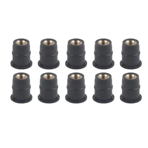 Produktbild: M5 Gummimuttern, 10 Stück, metrisch, für Motorräder, Windschutzscheibenschrauben, Wellmuttern, Schwarz