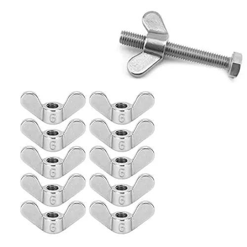 Produktbild: M6 Flügelmuttern, 10 Stück M6 Flügelmutter Schmetterling Flügelmuttern Sortiment Kit 304 Edelstahl Befestigungsteile Schmetterlingsmutter
