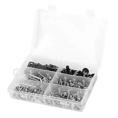Produktbild: M6-Schraube, Powersports-Bodykits, 173-teiliges Motorrad-Verkleidungsschrauben-Kit Windschutzscheiben-Karosserieschrauben-Muttern-Hardwares für Motorradschwarz (Silber)