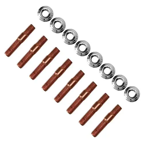 Produktbild: M8 1,25 Gewinde Turbo Stehbolzen Kit, 8 Stück Stehbolzen Stiftschraube 8 Mm Metalllegierung Hochdruckbeständiger Abgaskrümmer Stehbolzen Mutter Hardware