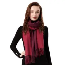 Produktbild: MaaMgic Schal Damen Zweifarbig Stola mit Baumwolle Herbst Winter Mehrfarbige Deckenschal MEHRWEG Rot Dunkelrot
