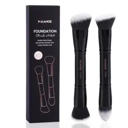 Produktbild: MAANGE 2Pcs Make-Up Pinsel Double-Ended Foundation Pinsel –Synthetische Premium Pinselset Makeup zur Verwendung Creme, Puder, Rouge, flüssiger Foundation, Concealer, Schwarz