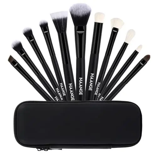Produktbild: MAANGE Pinselset Makeup, 11-teilig, hochwertige synthetische Make Up Pinsel für Concealer, Gesichtspuder, Rouge, Lidschatten, Make-up-Pinsel-Set Mit Tasche