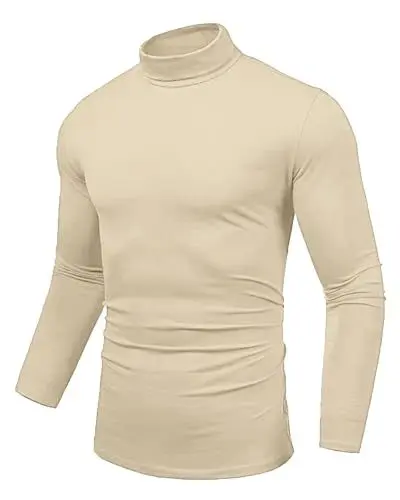 Produktbild: Maavoki Herren Rollkragenpullover Dünn Rollkragen Pullover Basic Slim fit Rolli Langarmshirts Elastisch Unterziehrolli, Beige S