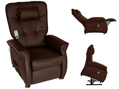 Produktbild: MABAMAHO THRONER EXKLUSIV 5-Zonen-Massagesessel inkl. Arm-Massage, mit elektr. Aufstehhilfe, 7 Motoren, Heizung, Liegefunktion, Fernbedienung, aus Deutschland, Kunstleder in Mocca