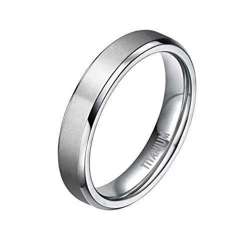 Produktbild: Mabohity Ring Herren Damen Titan: Matt Hochpoliert Titan Ring Titanium 4mm Breit Ehering Verlobungsring Trauring Freundschaftsring Partnerring Hochzeit Band Silber Größe 65