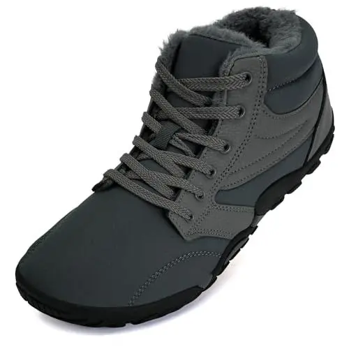 Produktbild: Mabove Barfußschuhe Herren Weit Barfussschuhe Breite Traillaufschuhe Warm Gefüttert Winterschuhe Schneestiefel (Grau,42 EU)