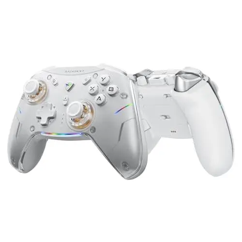 Produktbild: Machenike G5PROV2 Gaming Controller PC mit RGB, Optischer Trigger & ABXY, Wireless Controller PC mit JH20 Hall Joystick, Switch triggers, Bluetooth Gamepad für PC/Switch/Android/IOS, Weiß