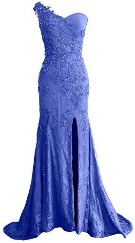 Produktbild: MACloth Frauen Eines Schulter-Lange Abschlussball-Kleid-Nixe Formales Abendkleid (46, Horizon)