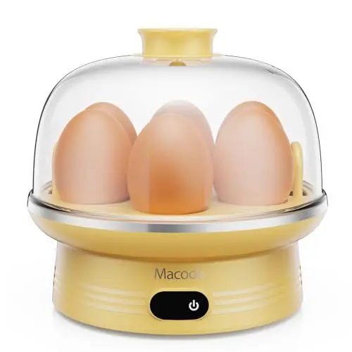 Produktbild: Macook Eierkocher für 1-7 Eier, Eierkocher Testsieger, Egg Cooker Computergesteuerte Kontrolle, Egg Boiler mit LED Touchscreen, BPA-frei, 350W, Gelb