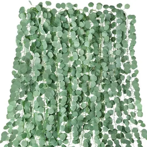 Produktbild: MACTING 15er Pack Efeu Künstlich Eukalyptus Girlande, 210cm Länge Gefälschte Reben für Zimmer und Garten Wand Dekoration Innen Außen Hochzeit Party Wanddekoration Küche Hochzeit Balkon Dekoration