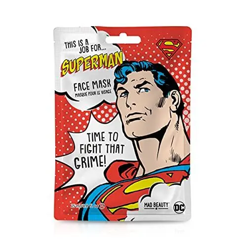 Produktbild: MAD Beauty DC Superhelden Gesichtsmaske Superman - feuchtigkeitsspendende & erfrischende Tuchmaske für gepflegte Haut und einen schönen Teint