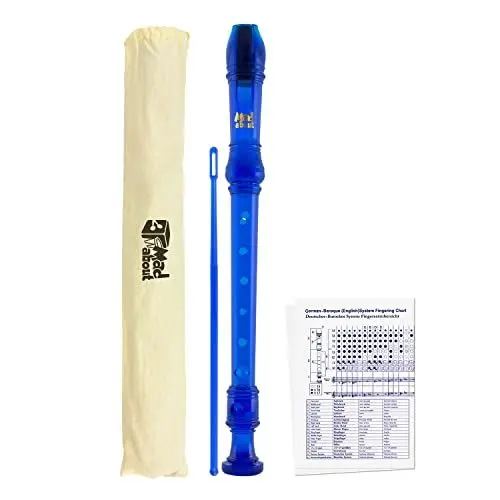 Produktbild: Mad About MA-REC02 Diskant-Blockflöte, Sopran-Schulblockflöte mit Tasche, Putzer und Grifftabelle - Blau