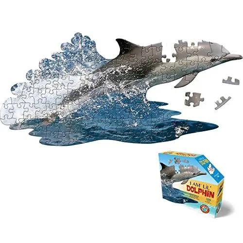 Produktbild: Madd Capp Shape Puzzle Junior Delfin, Konturpuzzle 100 Teile, für Kinder und Erwachsene
