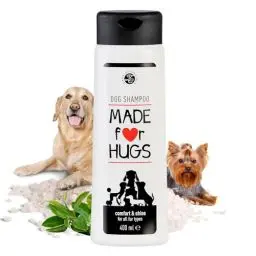 Produktbild: Made for HUGS Hundeshampoo 400 ml - Komfort & Glanz für Alle Felltypen - Shampoo für Hunde gegen Juckreiz, Geruch & trockene Haut - Mit Meersalz, D-Panthenol & Glycerin, Ohne Parabene