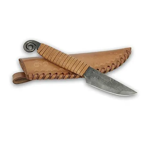 Produktbild: Madhammers Handgeschmied FERGUS Federstahl Messer Scharfe & Spitze Klinge mit Echtledertasche Kunst- & Kulturliebhaber - Gesamtlänge 19,5 cm