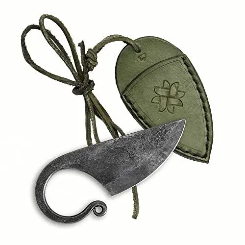 Produktbild: Madhammers Keltisches Taschenmesser Handgeschmiedetes Federstahl Messer im keltischen Stil - mit Echtledertasche