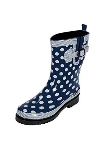 Produktbild: MADSea Damen Gummistiefel Ocean Halbschaft, Dunkelblau mit weißen Punkten, 39 EU