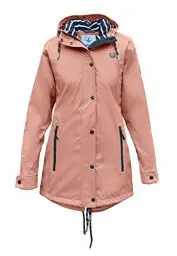 Produktbild: MADSea Damen Regenmantel Friesennerz Maritime Regenjacke Gestreiftes Innenfutter, Farbe:Rosa, Größe:42