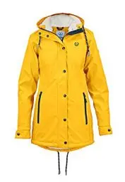 Produktbild: MADSea Damen Regenmantel Friesennerz mit Teddyfleece warm gefüttert Regenjacke wasserdicht, Farbe:gelb, Größe:42