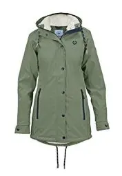 Produktbild: MADSea Damen Regenmantel Friesennerz mit Teddyfleece warm gefüttert Regenjacke wasserdicht, Farbe:oliv, Größe:46