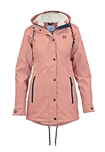 Produktbild: MADSea Damen Regenmantel Friesennerz mit Teddyfleece warm gefüttert Regenjacke wasserdicht, Farbe:rosa, Größe:44