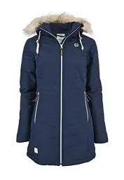 Produktbild: MADSea Damen Steppmantel 6119* warmgefüttert abnehmbare flauschige Kapuze, Dunkelblau, 36
