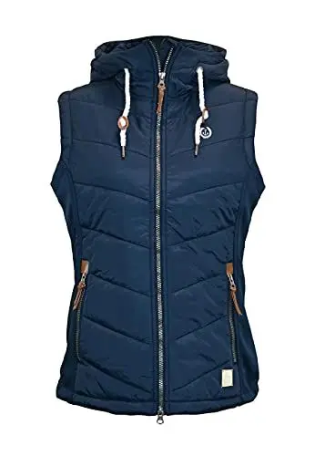 Produktbild: MADSea Damen Steppweste | Übergangsweste | Wind- und Wasserabweisend | Stretch-Einsätze | Verstellbare Kapuze | Taillierter Schnitt | Kinnschutz | Übergrößen Verfügbar, Dunkelblau, 48