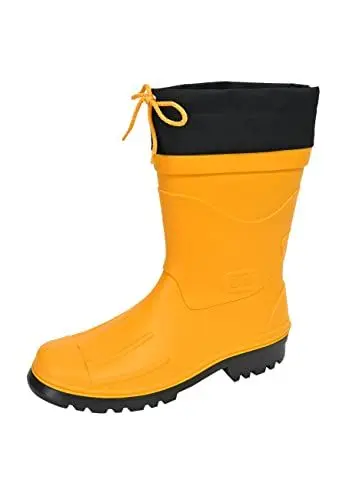 Produktbild: MADSea Herren Jungen Gummistiefel Nils-Hannes | Halbhoher wasserdichter, ungefütterter Regenstiefel | mit verschnürbarer Nylonstulpe, gelb/schwarz, 44