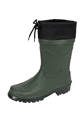 Produktbild: MADSea Herren Jungen Gummistiefel Nils-Hannes | Halbhoher wasserdichter, ungefütterter Regenstiefel | mit verschnürbarer Nylonstulpe, oliv/schwarz, 44