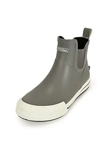 Produktbild: MADSea Unisex Gummistiefelette Short Story | Regenstiefel Gummistiefel Gartenschuhe Wasserdicht Segelstiefel | Kurzer Schaft Knöchelhoch, Grau/Weiß, 41 EU