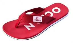 Produktbild: MADSea Unisex Zehenstegpantolette Ocean Zehentrenner Sandale rot weiß, Farbe:rot/weiß, Größe:38 EU