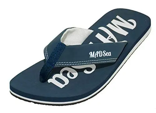 Produktbild: MADSea Herren Damen Zehenstegpantolette Wave | Flip Flops Zehentrenner Sandale Strand Sommer | dunkelblau weiß, Farbe:dunkelblau/weiß, Größe:40 EU