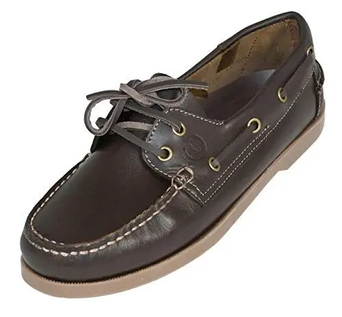 Produktbild: MADSea Waterside Bootsschuhe Dunkelbraun Leder braune Sohle, Farbe:Dunkelbraun/braun, Größe:47 EU