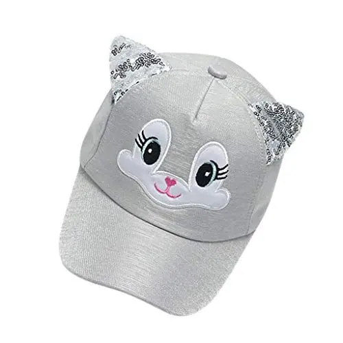 Produktbild: Mädchen Baseballkappe Katze Pailletten Kinder Kappe Sport Cartoon Schirmmütze UV Schutz Sonnenhut Baumwolle Mädchen Atmungsaktiv Hüte Frühling,Sommer schirmmützen Junge Cappy Mütze 1-4 Jahre