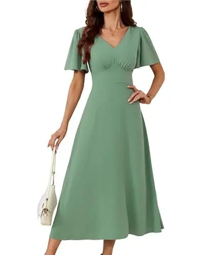 Produktbild: Mädchen Festlich Festival Hochzeit Ballkleid Übergröße Lockere Passform Einfarbiges Kleid Tunika A-Linie Cami-Kleid T-Shirt Kleid Hellgrün L