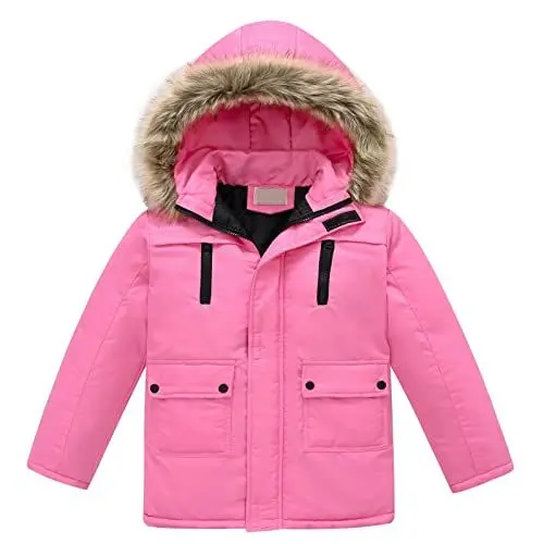 Produktbild: Mädchen Rock Cheerleader Kostüm Kinder Kleinkind Baby Kinder Winter Weiche Mäntel Dicke Warme Mit Kapuze Winddichte Mäntel Outwear Warme Jacke Leggings Mädchen Sport Shorts (Hot Pink, 3-4 Years)