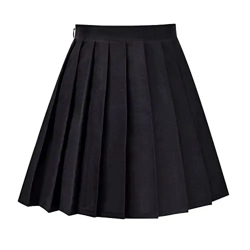 Produktbild: Mädchen Rock Schwarz Gefaltet Schuluniform Täglich Hohe Taille Elastisch Tennis Gr. 140-146