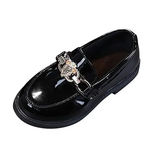 Produktbild: Mädchen Slip On Lederschuhe Loafer Strass Dekoration School Dress Schuhe für Mädchen Boots Silber (Black, 29.5 Little Child)