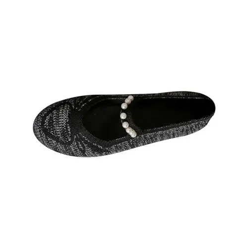 Produktbild: Mädchen schlüpfen in Turnschuhen 2024 Offene Zehen-Boho-Sandalen für Damen, Urlaub, Sommer, Slingback, Strand, Flache Schuhe, Outdoor, Perlen, Knöchelriemen, Slip-on-Flats Black 37