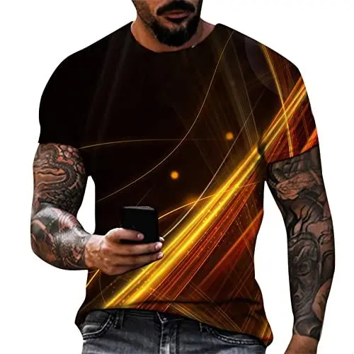 Produktbild: T Shirt Men Shirt Bedrucken T Shirt mit Foto T Shirt Bedrucken Herren Mens T Shirt Camisas Hawaianas Hombre Funky Shirt Tshirt Herren Oversize Tshirt Herren Oversized Rundhals Gold M