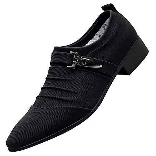 Produktbild: Männer Smart Monk Brogues Spitz Zulaufende Lederschuhe Schwarz Brüniert Modern Non Slip Herren 48 Breit Zum Reinschlüpfen Lässige Bootsschuhe Klassische Top Gummi Sohle