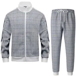 Produktbild: Männer Track Suits Sets Langarm Full-Zip Sweatsuit Aktive Jacken und Hosen 2-teilige Outfits ANAYSN-1215TK1-Blue-3XL