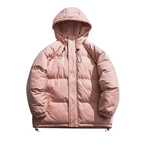 Produktbild: Männer lose und verdickte Kapuze -Baumwollkleidung Herbst und Winter Mode lässige Feste Farbe warmer Mantel (Red, M)