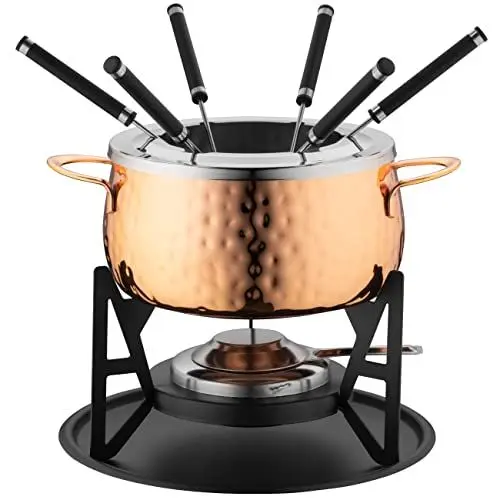 Produktbild: MÄSER 931931 Fondue Set für 6 Personen, ideal für Fleischfondue, 11-teiliges Fondueset in Farbe Kupfer inklusive Fonduegabeln und Fonduebrenner, im hübschen Geschenkkarton, Edelstahl, 2 liters