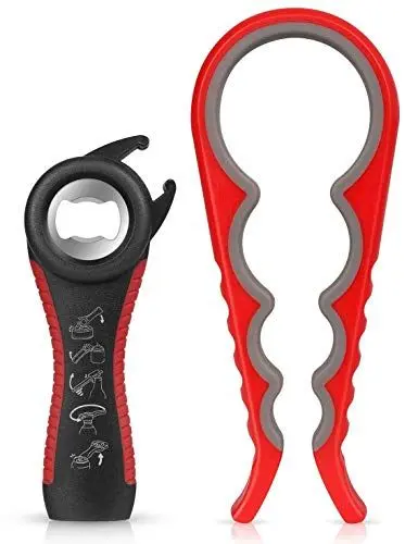 Produktbild: MAEXUS 2 Stuck Flaschenöffner, Dosenöffner, Deckelöffner, 5-in-1 Flaschenöffner & 4-in-1 Dosenöffner, Rutschfest Glasöffner, Flaschenöffner für Senioren