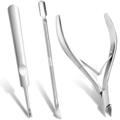 Produktbild: MAEXUS 3 Stück Nagelhautentferner Set,Nagelhautzange,Edelstahl Cuticle Pusher,Cuticle Nipper,Cuticle remover,Doppelseitiger Nagelhautschieber,Professional Pedicure Manicure Kit (Silber)