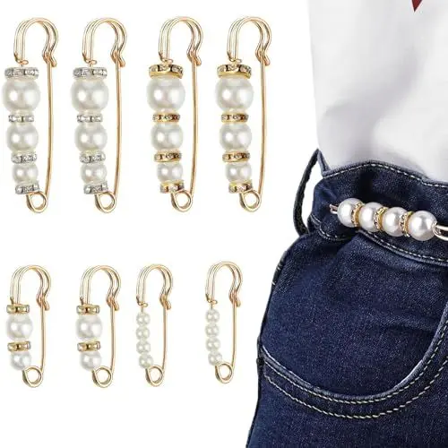 Produktbild: MAEXUS 8 Stück Perlen Brosche, Sicherheitsnadeln, Taillennadel, Brautkleid Broschennadeln, Kleid Enger Machen Clip, Für Damen Kragen Sicherheitsnadel, Schals, Kleidung, Hosen