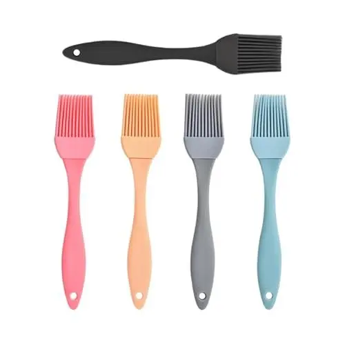 Produktbild: MAEXUS Backpinsel Silikon, 5 Farben Silikonpinsel Kochen, Küchenpinsel Silikon Pinsel Backen, Backpinsel Hitzebeständig, Kochpinsel Silikonpinsel Küche für BBQ Backen Marinaden