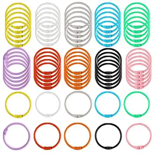 Produktbild: MAEXUS® Buchbinderinge 30mm, 60 Stück Buchringe SchlüSselringe Buchring, Bürobedarf und Schreibwaren Binder Ringe, Mehrfarbige Schlüsselringe für Handwerksprojekte, 10 Farben